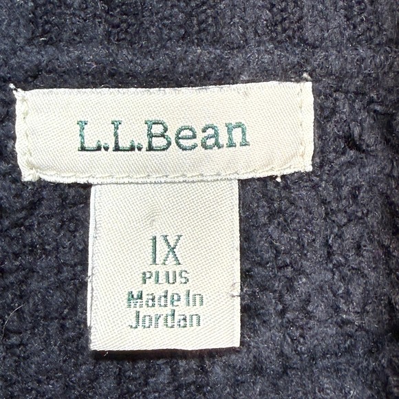 L.L. Bean Waffle Knit Turtleneck Sweater Womens 1X Black Side Zip 521539 - Picture 4 of 11